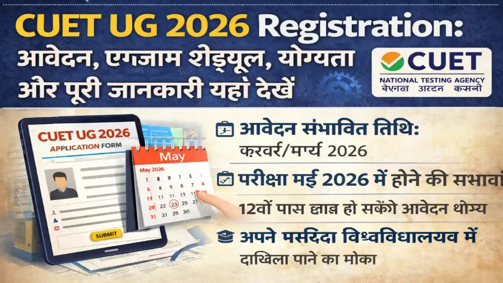 CUET UG 2026, CUET Registration 2026, CUET Exam Date, CUET Eligibility, NTA CUET, Entrance Exam India, University Admission India, CUET Update