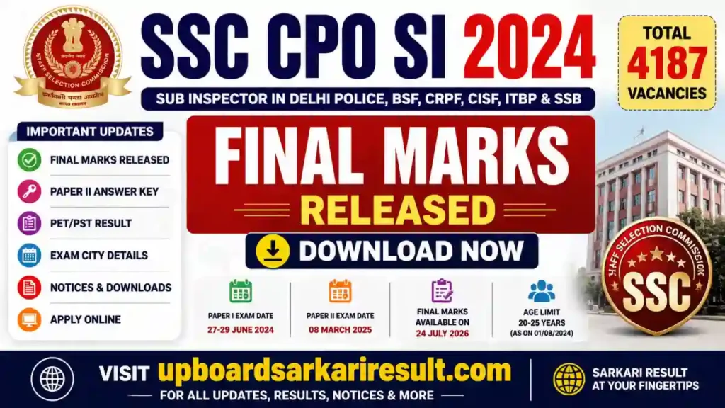 SSC CPO SI 2024 Final Marks, SSC CPO Final Marks 2024, SSC Sub Inspector Final Marks, SSC Delhi Police SI Final Marks, SSC CAPF SI Final Marks, SSC CPO SI Result 2024, SSC CPO SI Score Card, SSC CPO SI Marks 2024, SSC SI Delhi Police Recruitment, SSC CPO Recruitment 2024, Delhi Police SI 2024, CAPF SI Recruitment, SSC Latest Result, SSC Final Result, SSC Paper II Result, SSC Jobs 2024, SSC Notification 2024, Government Jobs, Sarkari Result, SSC Gov In