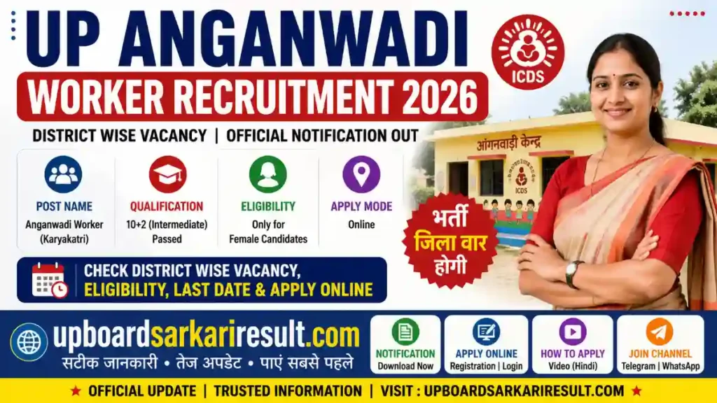 UP Anganwadi Recruitment 2026, UP Anganwadi Worker Recruitment, UP Anganwadi Bharti 2026, UP Anganwadi Online Form 2026, ICDS Recruitment 2026, UP ICDS Vacancy, Anganwadi Worker Vacancy, UP Anganwadi Vacancy 2026, UP Government Jobs, Uttar Pradesh Anganwadi, Female Government Jobs, 10+2 Jobs, UP Bharti 2026, District Wise Anganwadi Vacancy, Ayodhya Anganwadi Recruitment, Unnao Anganwadi Recruitment, Ghaziabad Anganwadi Vacancy