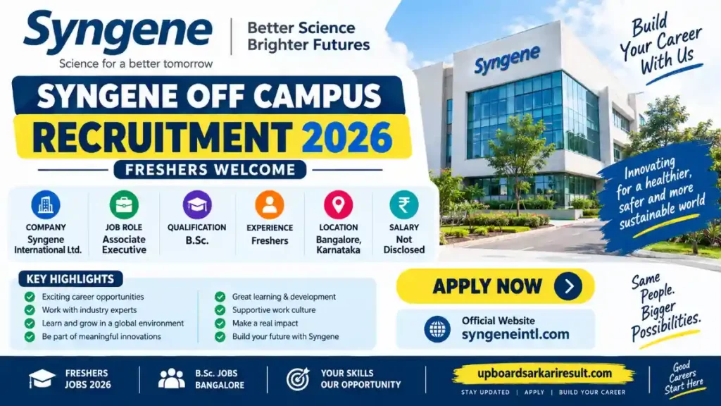 Syngene Off Campus 2026, Syngene Recruitment 2026, Syngene Jobs, Syngene Careers, Syngene Associate Executive, Off Campus Drive 2026, Freshers Jobs 2026, B.Sc Jobs, Bangalore Jobs, Freshers Jobs, 2025 Batch Jobs, 2026 Batch Jobs, 2027 Batch Jobs
