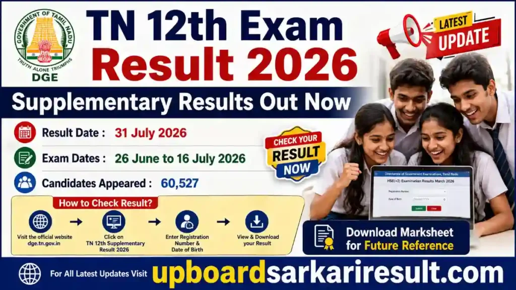 TN 12th Supplementary Result 2026, TN 12th Result 2026, Tamil Nadu 12th Supplementary Result, TN HSE +2 Supplementary Result 2026, TN 12th Supply Result 2026, DGE Tamil Nadu Result, TN 12th Marksheet Download, Tamil Nadu HSC Result 2026, TN Board 12th Result, TN 12th Compartment Result, TN HSE +2 Result 2026, Tamil Nadu Board Result, TN Results 2026, 12th Result 2026, Sarkari Result, Board Result 2026, Result 2026, upboardsarkariresult.com
